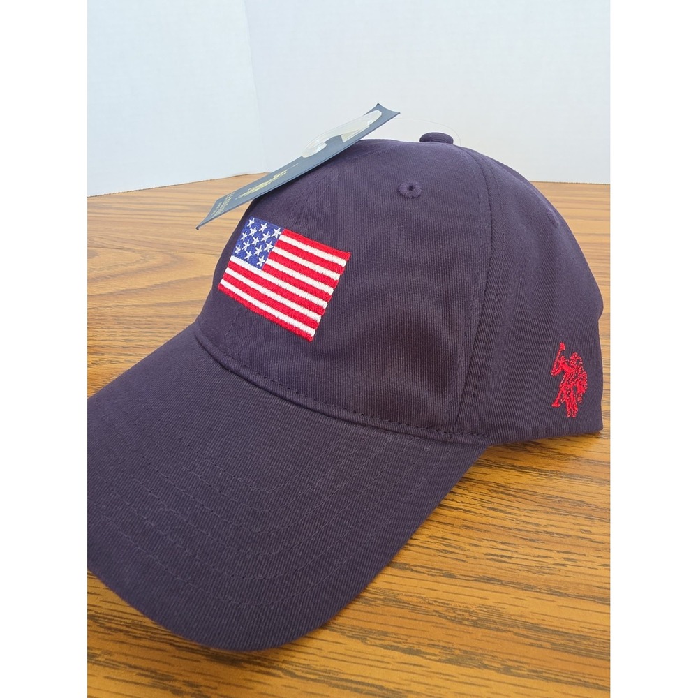 NWT U.S. Polo Assn. BLUE Adjustable Baseball Cap USA Flag Embroidery 250TH